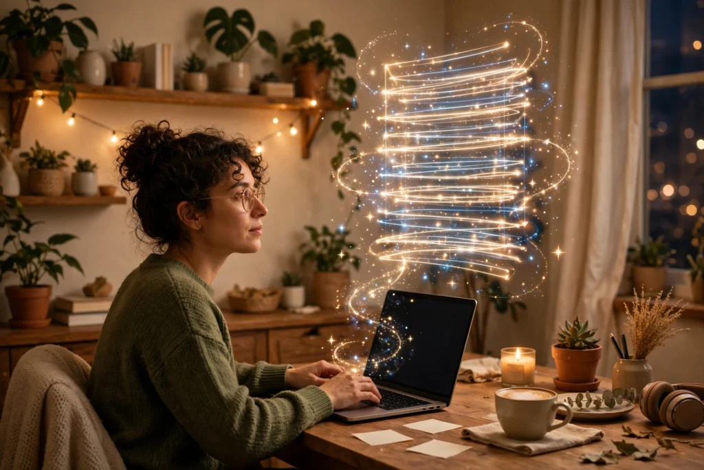 blogger writing with AI assistance