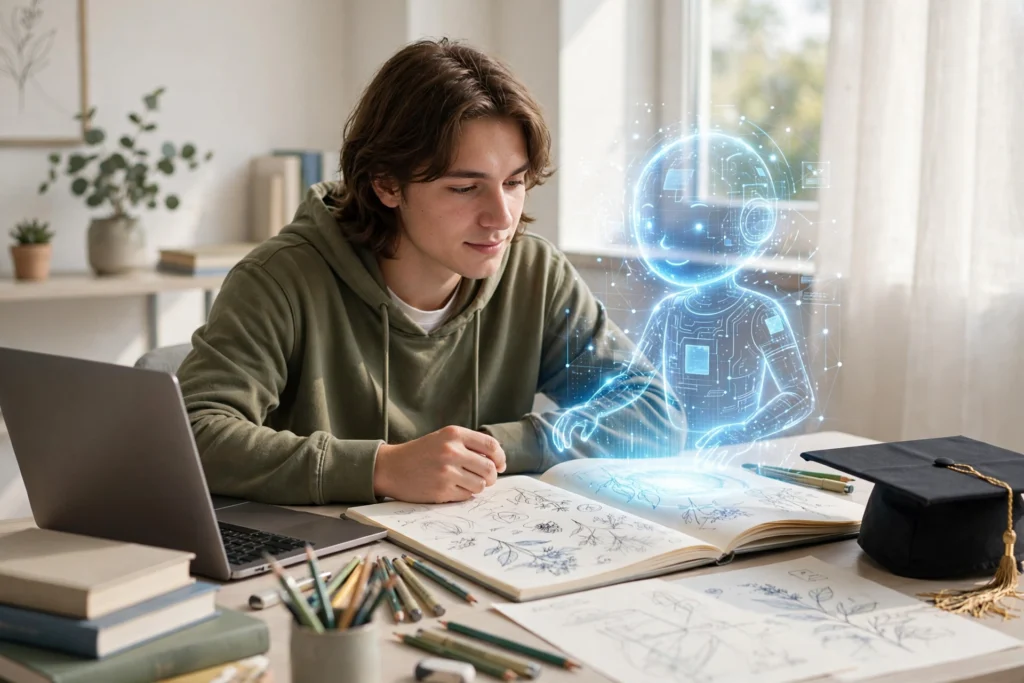 student studying with AI help