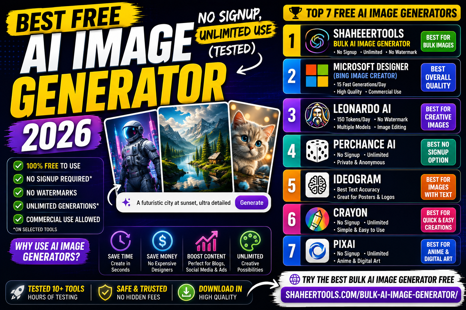 Best Free AI Image Generator 2026 — No Signup, Unlimited Use