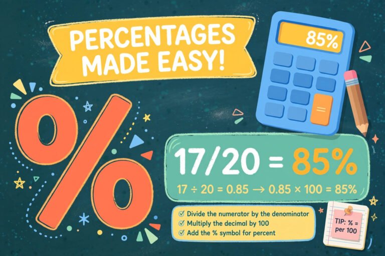 17 Out of 20 as a Percentage: How to Calculate It (Free)