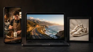 AI video aspect ratios compared: 9:16 vertical, 16:9 widescreen, 1:1 square