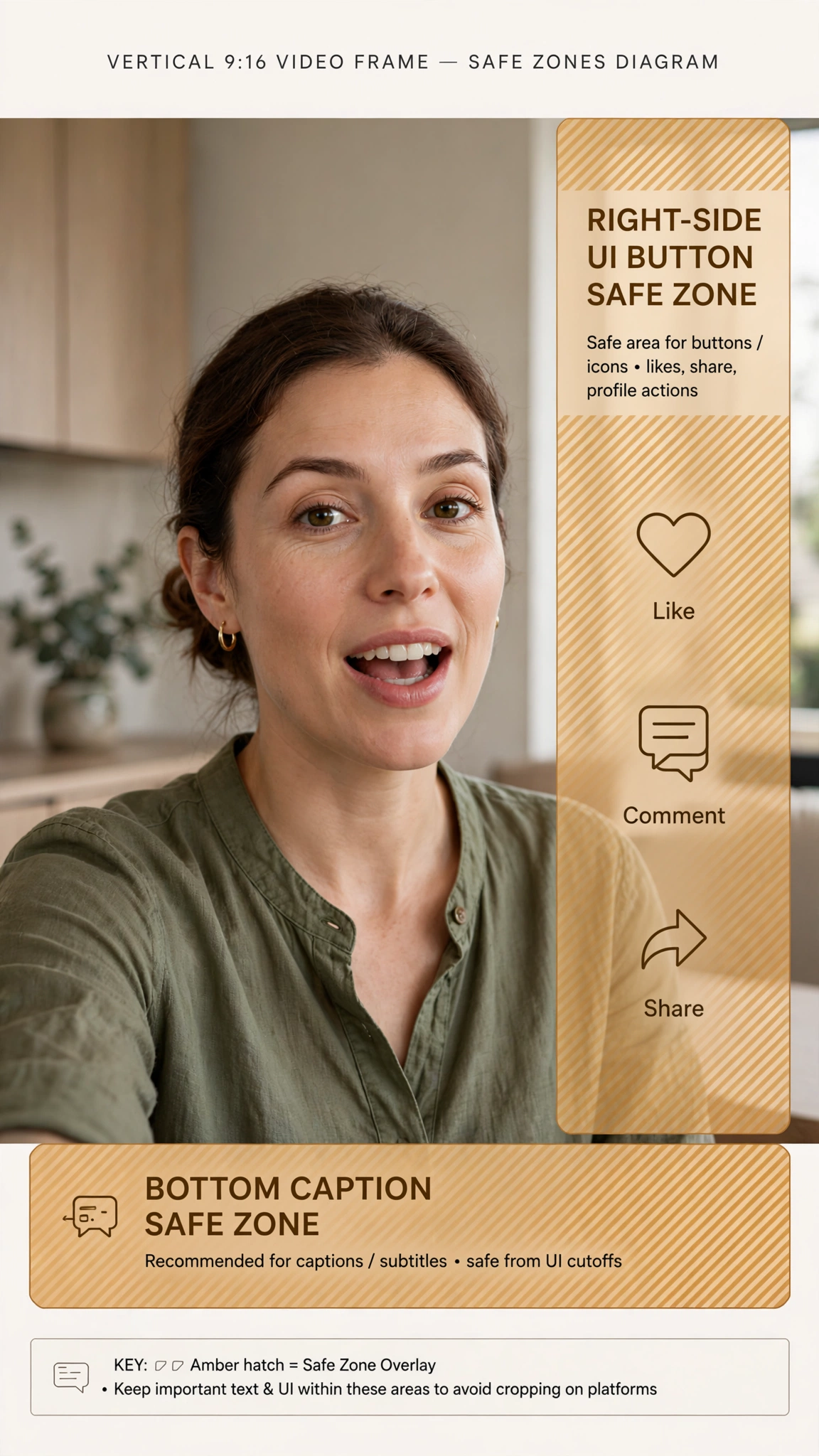 Vertical video safe zones: keeping subjects clear of TikTok UI overlays