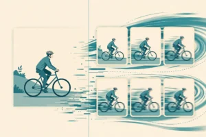 Still photo transforming into AI-generated video frames