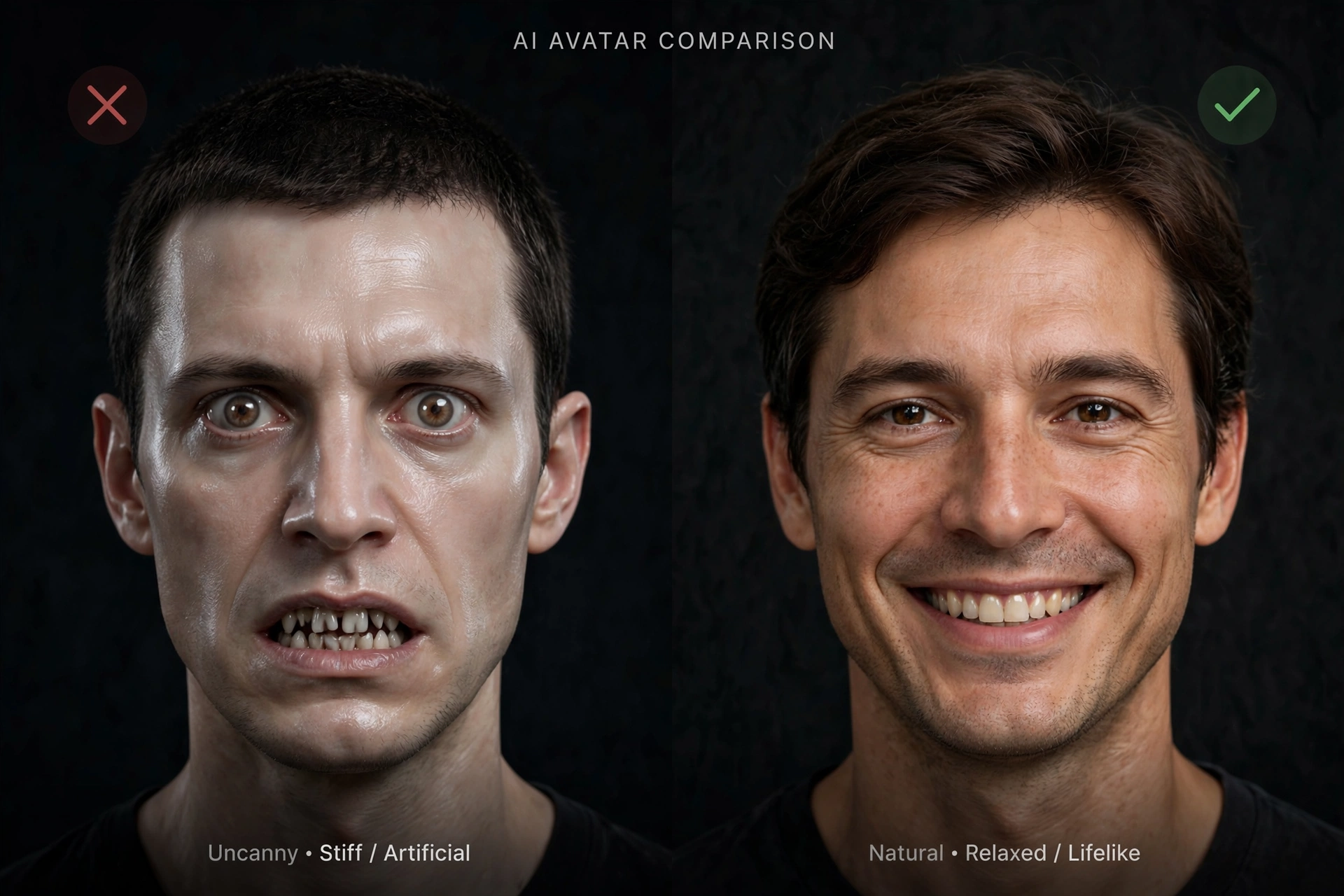 Natural versus uncanny AI avatar: common talking head mistakes