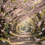 Cherry Blossom Petals Falling in the Wind — AI generated preview
