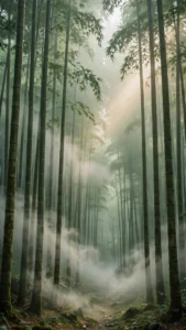 Fog Drifting Through a Towering Bamboo Forest — AI generated preview