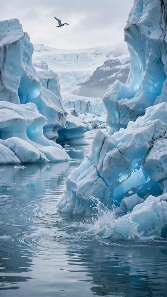 Glacier Icebergs Drifting in an Arctic Lagoon — AI generated preview