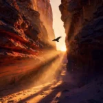 Golden Hour Light Flooding a Desert Canyon — AI generated preview