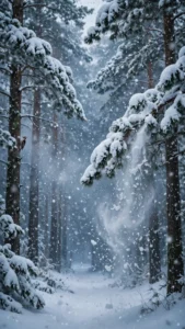 Heavy Snowfall in a Silent Pine Forest — AI generated preview