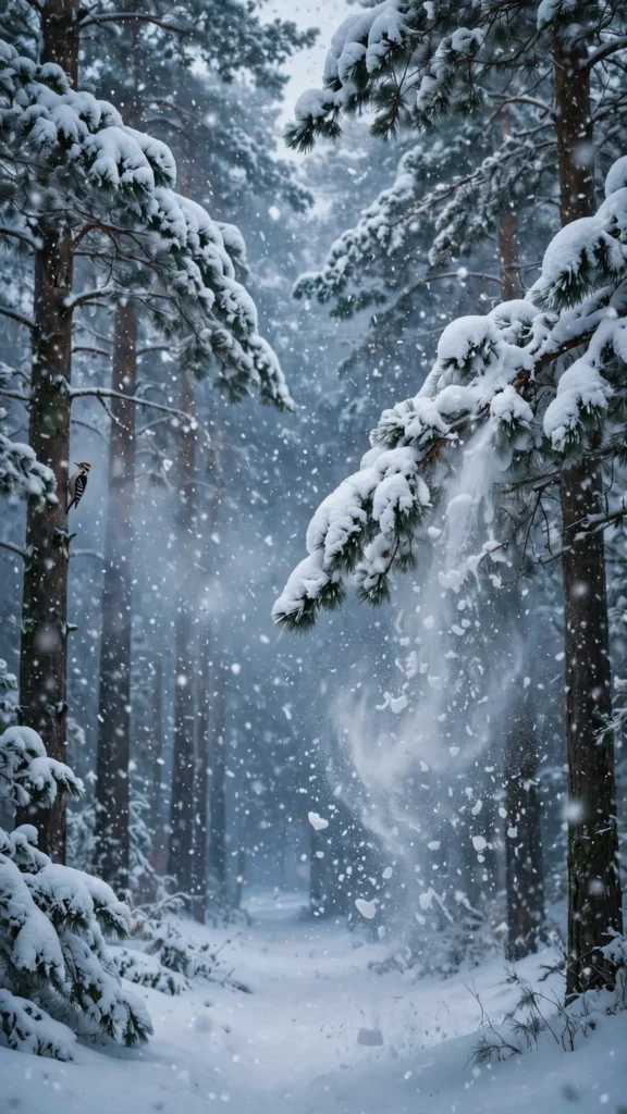 Heavy Snowfall in a Silent Pine Forest — AI generated preview