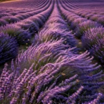 Lavender Field in Full Bloom — Drone Glide at Sunset — AI generated preview