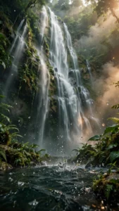 Misty Waterfall in Slow Motion Through a Lush Rainforest — AI generated preview