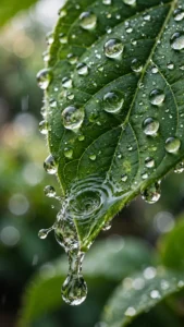 Rain Droplets on Green Leaves — Macro Nature Video Prompt — AI generated preview