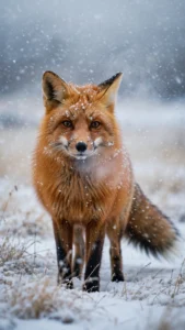 Red Fox in Falling Snow — Wildlife Close-Up Video Prompt — AI generated preview