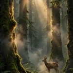 Sunbeams Piercing an Ancient Pine Forest — AI generated preview