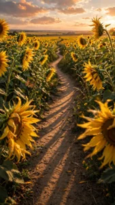 Sunflower Field Swaying in the Evening Breeze — AI generated preview