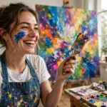 Artist Painter Portrait Prompt: Paint-Splattered Studio Session — AI generated preview
