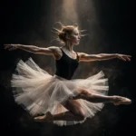 Ballet Dancer Motion Portrait Prompt: Leap in a Dark Studio — AI generated preview