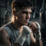 Boxer Gym Portrait Prompt: Dramatic Rim Light and Sweat — AI generated preview