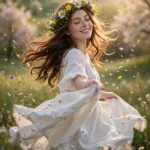 Spring Meadow Portrait Prompt: Woman with Wildflower Crown — AI generated preview