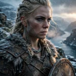 Norse Warrior Portrait Prompt: Shieldmaiden in Falling Snow — AI generated preview