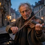 Street Violinist Portrait Prompt: Elderly Musician in Old Town — AI generated preview