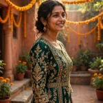 Traditional South Asian Portrait Prompt: Woman in Embroidered Attire — AI generated preview
