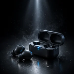 Wireless Earbuds Mockup Prompt: Dark Tech Product Shot — AI generated preview
